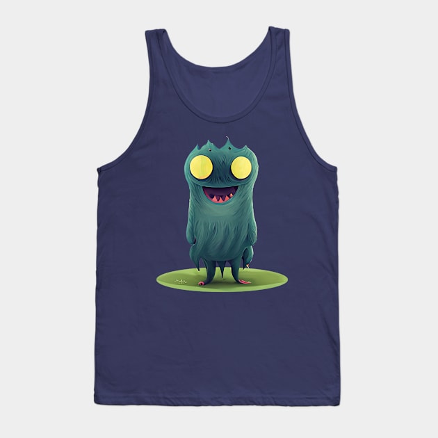 Cute Green Eyed Happy Monster Tank Top by CuteMonsters